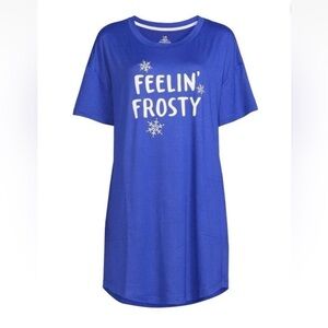 New WOMEN'S SIZE 2X/3X SHORT SLEEVE Christmas Blue SLEEPSHIRT NWT